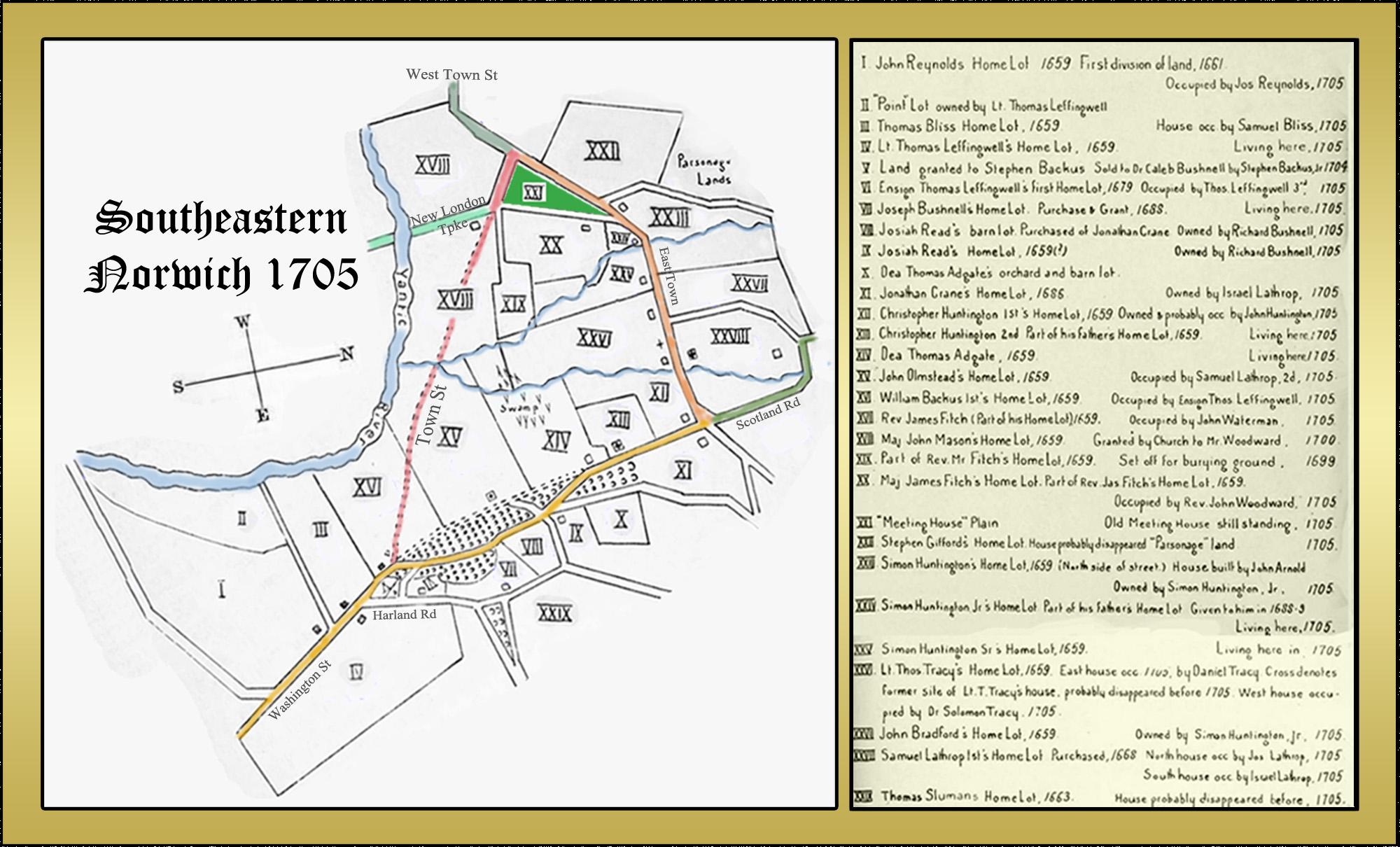 1705 Map Of Southeastern Norwich