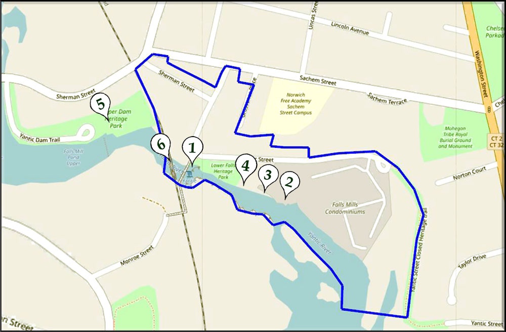 NRHP Yantic Falls Map