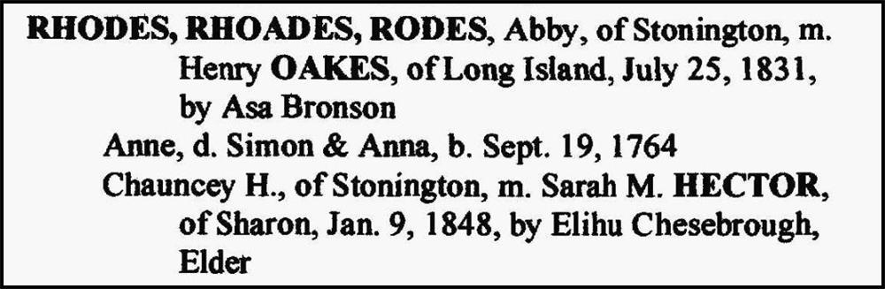 Rhodes Marriage Listing