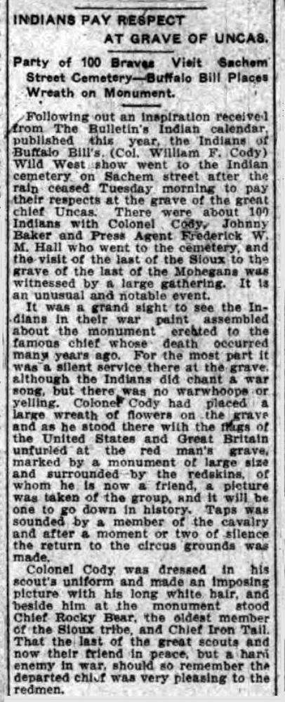 Buffalo Bill Pays Respect To Uncas