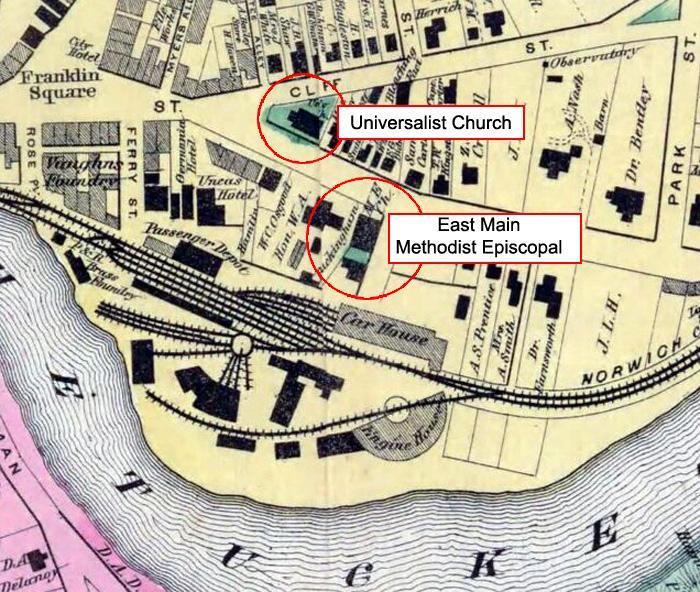 1868 East Main Methodist Universalist Churches Map